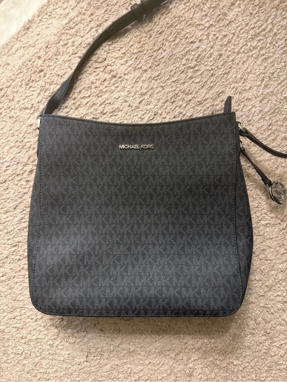 Michael Kors Black/Charcoal Signature Crossbody Bag with Gold Logo